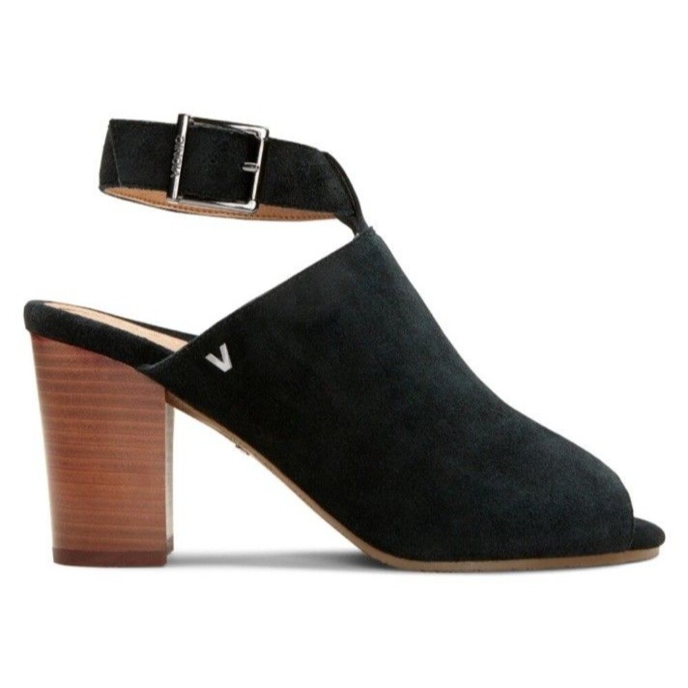 Vionic Kaia Stacked Heel Womens 9.5 Black Suede Ankle Strap